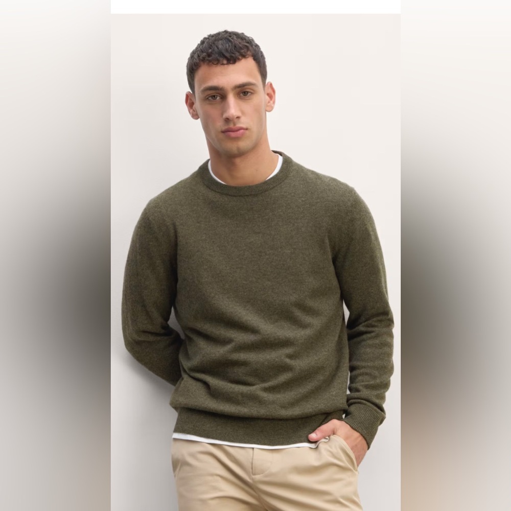 H&M green cashmere Label of graded‎ good crew neck